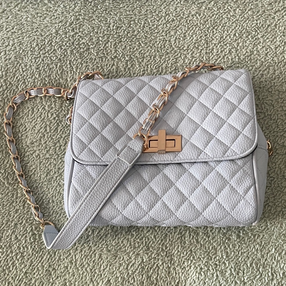 Light Blue Quilted Shoulder Bag